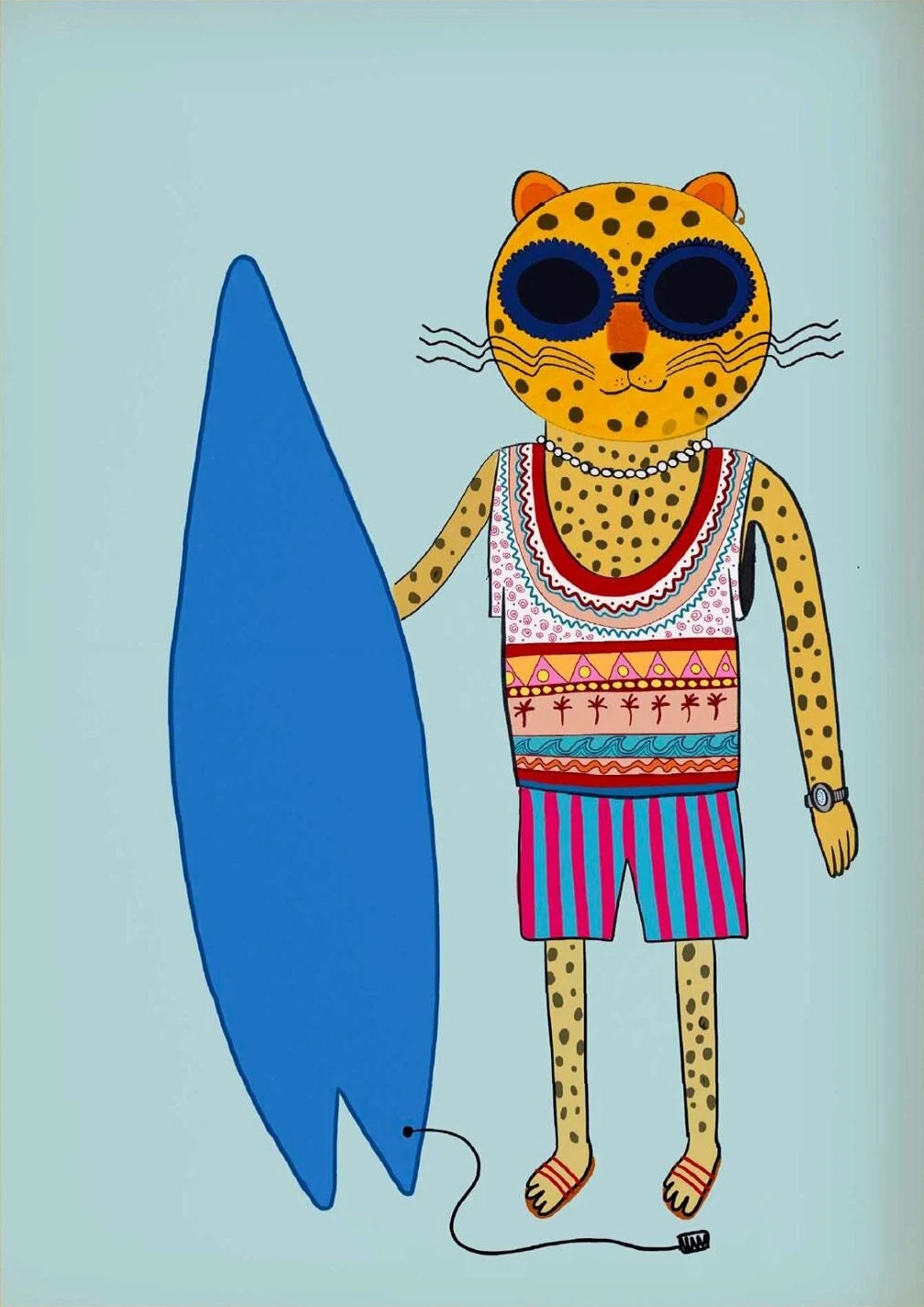Plakat Letnia Plaża Muszle Preppy Czerwony