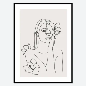 Plakat minimalistyczny - kobieca sylwetka line art Czerwony