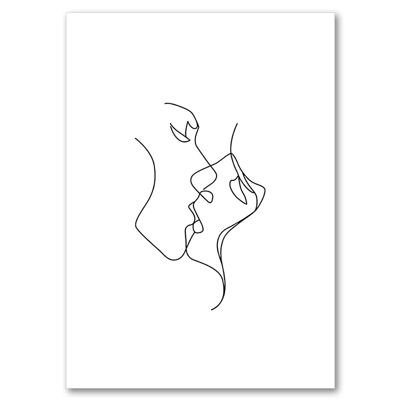 Minimalistyczny plakat line art zakochana para Wzór 10