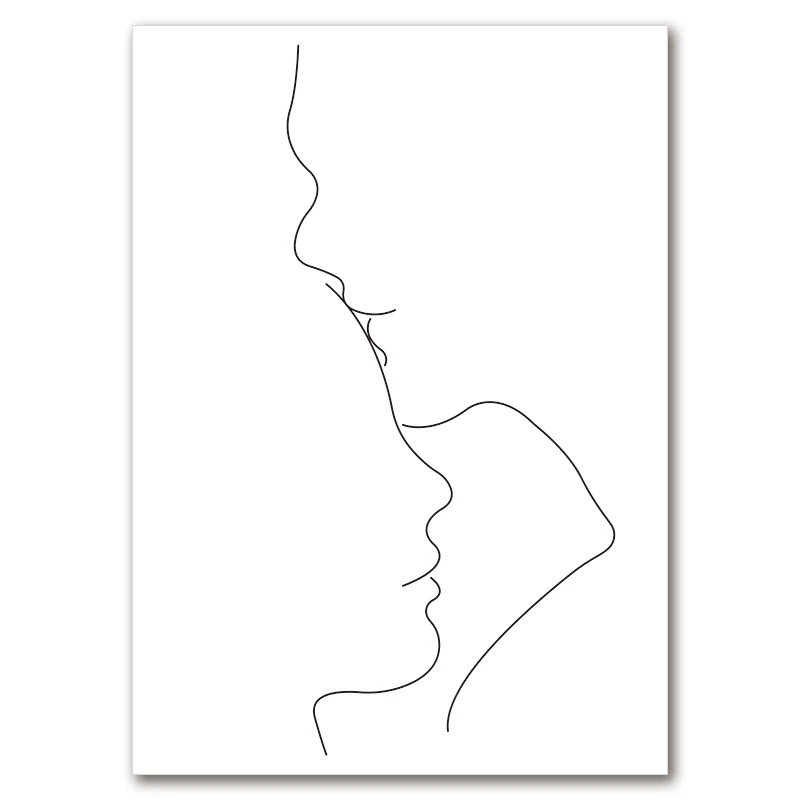 Minimalistyczny plakat line art zakochana para Wzór 12