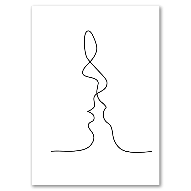 Minimalistyczny plakat line art zakochana para Wzór 2
