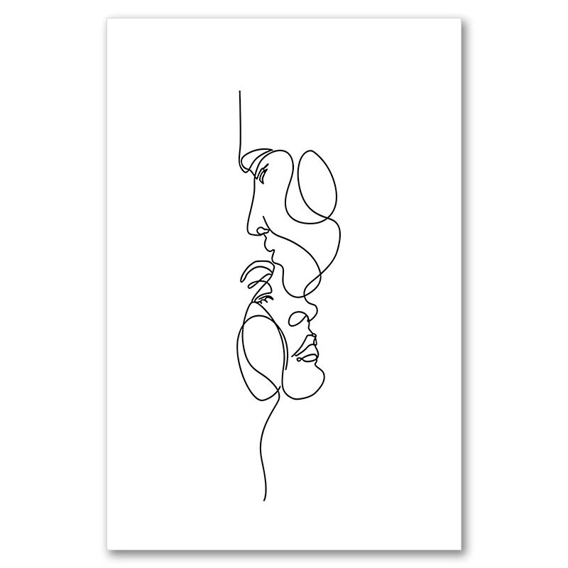 Minimalistyczny plakat line art zakochana para Wzór 3