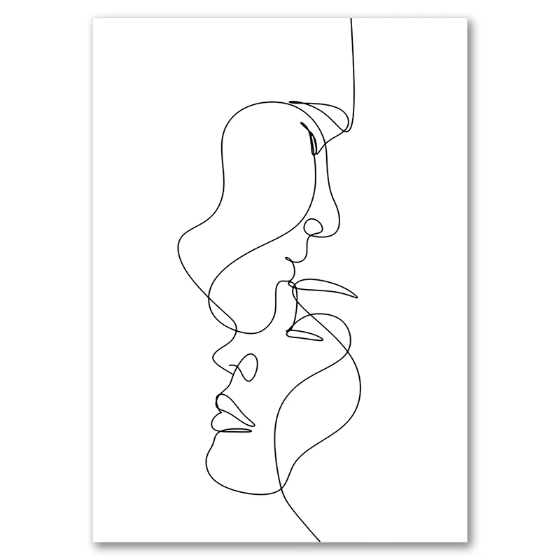 Minimalistyczny plakat line art zakochana para Wzór 4