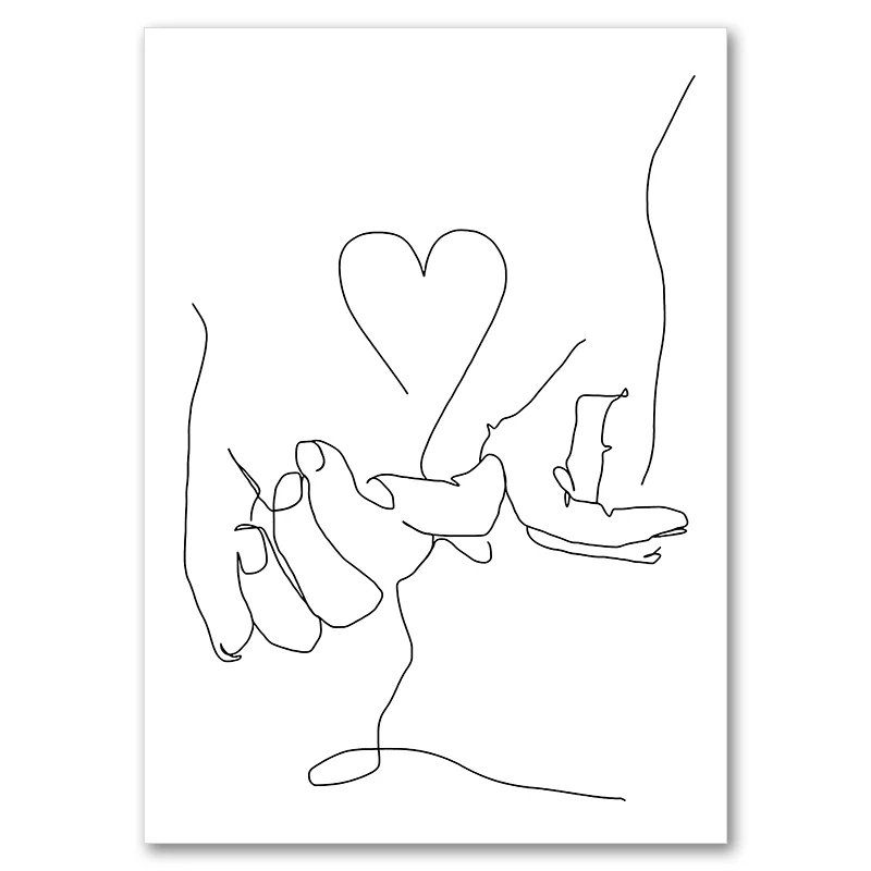 Minimalistyczny plakat line art zakochana para Wzór 8