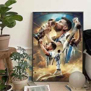 Plakat Lionel Messi piłka nożna Granatowy