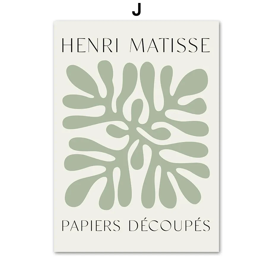 Plakat liść szałwiowa zieleń w stylu Matisse Czarny