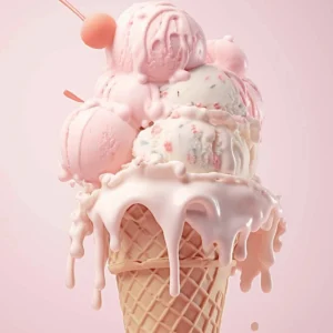 Różowe lody i makaroniki żółty