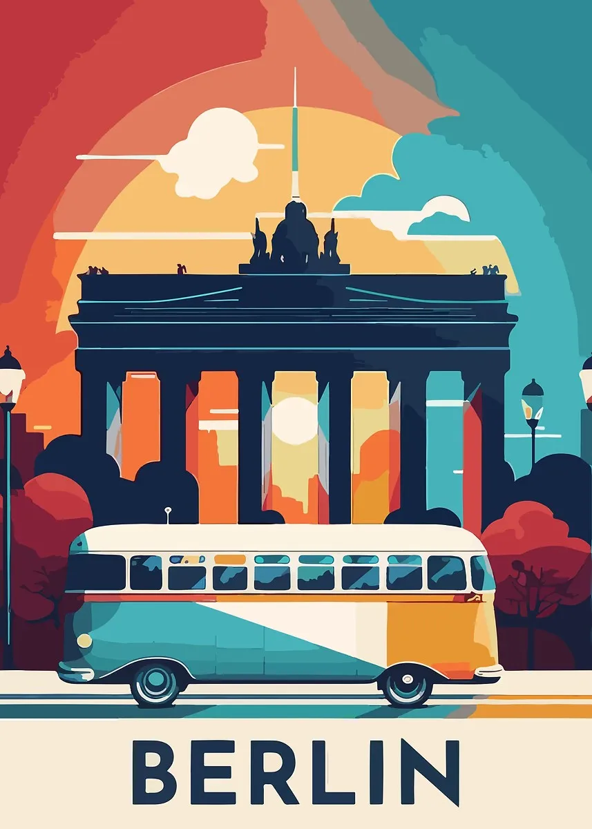 Plakat Londyn retro - czerwony autobus Wzór 5