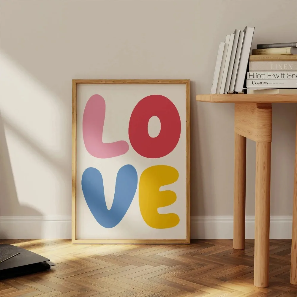 Minimalistyczny plakat Love w czerwieni i błękicie Wzór 3