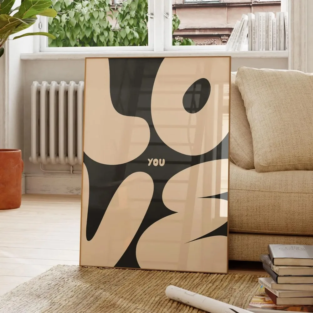 Minimalistyczny plakat Love w czerwieni i błękicie Wzór 5