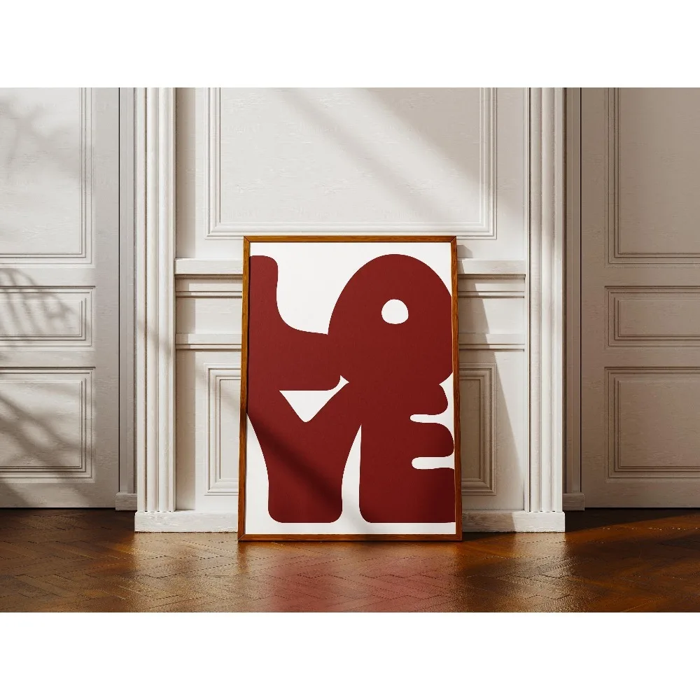 Minimalistyczny plakat Love w czerwieni i błękicie Wzór 6