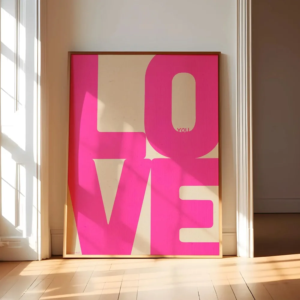Minimalistyczny plakat Love w czerwieni i błękicie Wzór 7