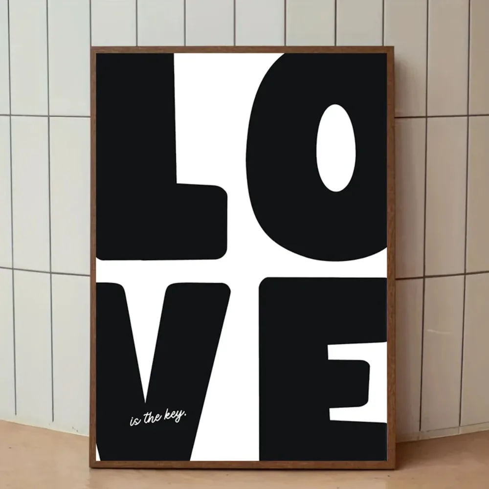 Minimalistyczny plakat Love w czerwieni i błękicie Wzór 8