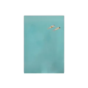 Minimalistyczny plakat z drobnymi ludźmi w oceanie Biały