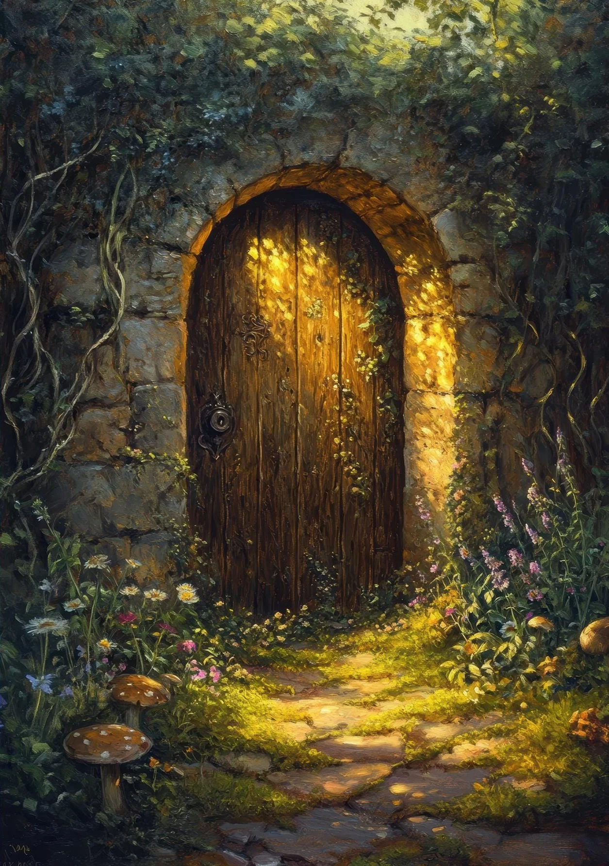Plakat magiczny las z wrozka - vintage fantasy Wzór 1
