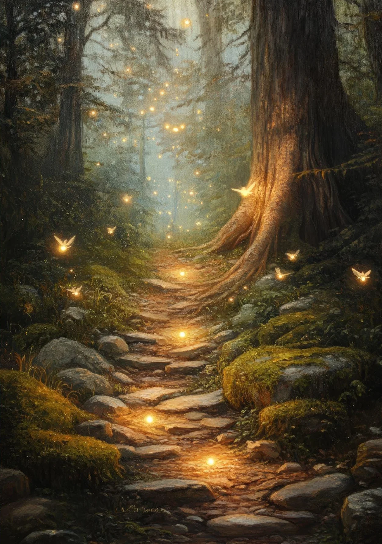 Plakat magiczny las z wrozka - vintage fantasy Wzór 2