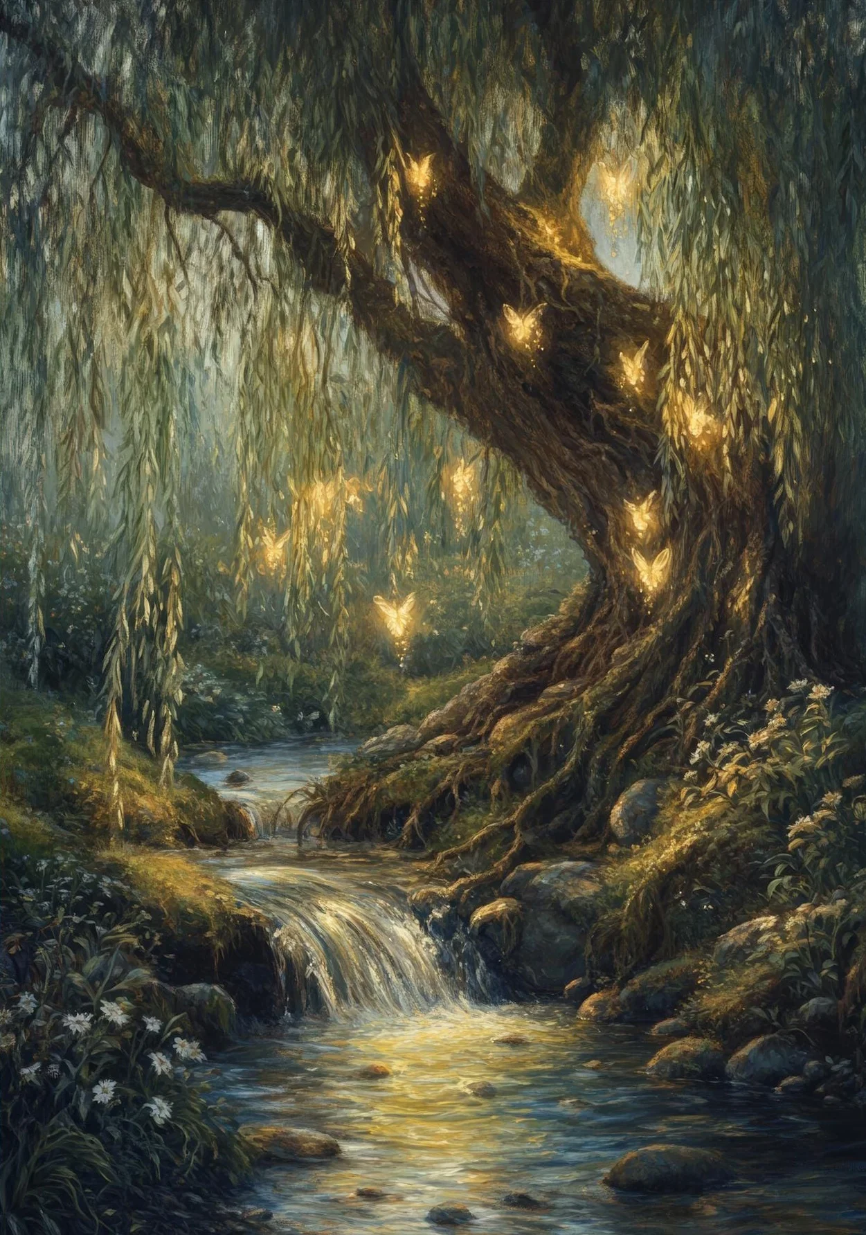 Plakat magiczny las z wrozka - vintage fantasy Wzór 5