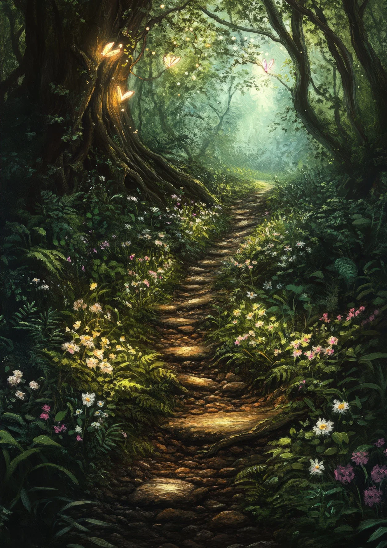 Plakat magiczny las z wrozka - vintage fantasy Wzór 6