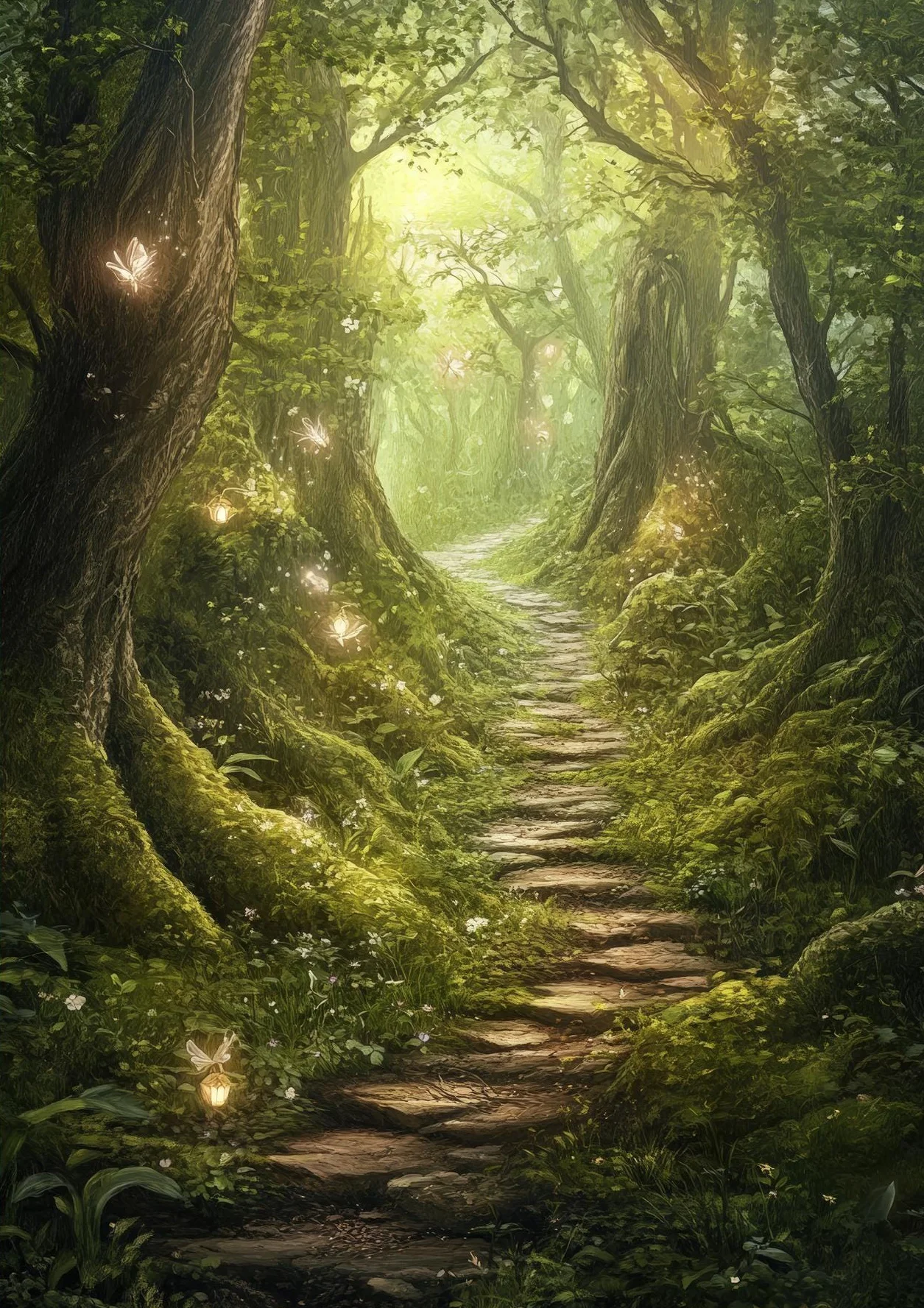 Plakat magiczny las z wrozka - vintage fantasy Wzór 8