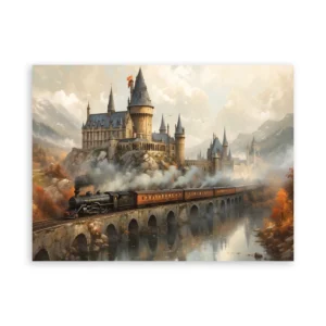 Plakat z magicznym pociągiem - świat czarodziejów Wzór 1
