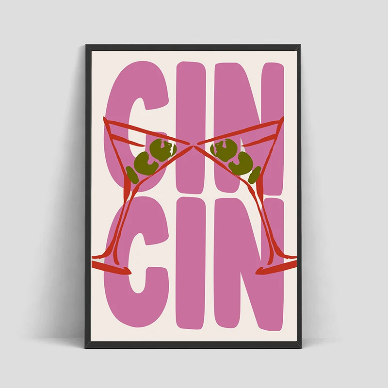 Plakat maksymalistyczny kawa, wino i makaron Czerwony