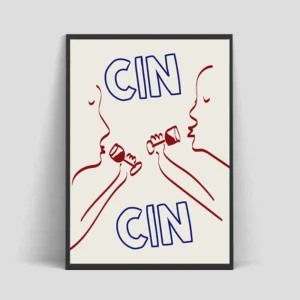 Plakat maksymalistyczny kawa, wino i makaron Niebieski