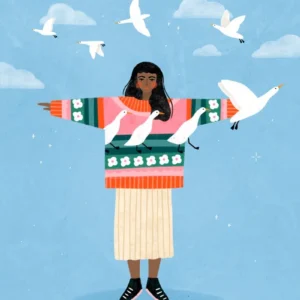 Plakat mama i córka minimalistyczna ilustracja Wzór 1