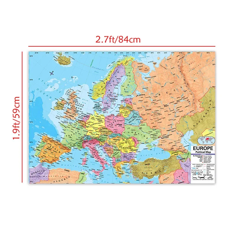 Mapa Europy po angielsku - plakat edukacyjny 84x59cm