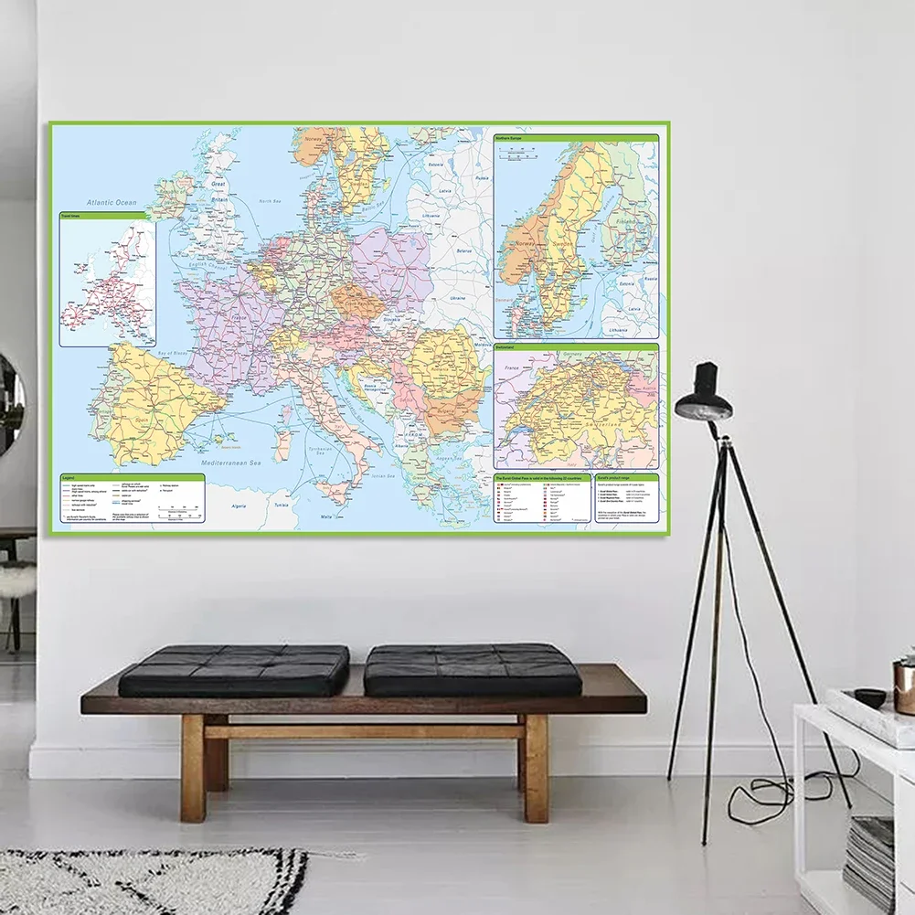 Plakat mapa Europy polityczna i drogowa