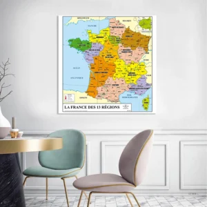 Mapa Francji - plakat edukacyjny po francusku