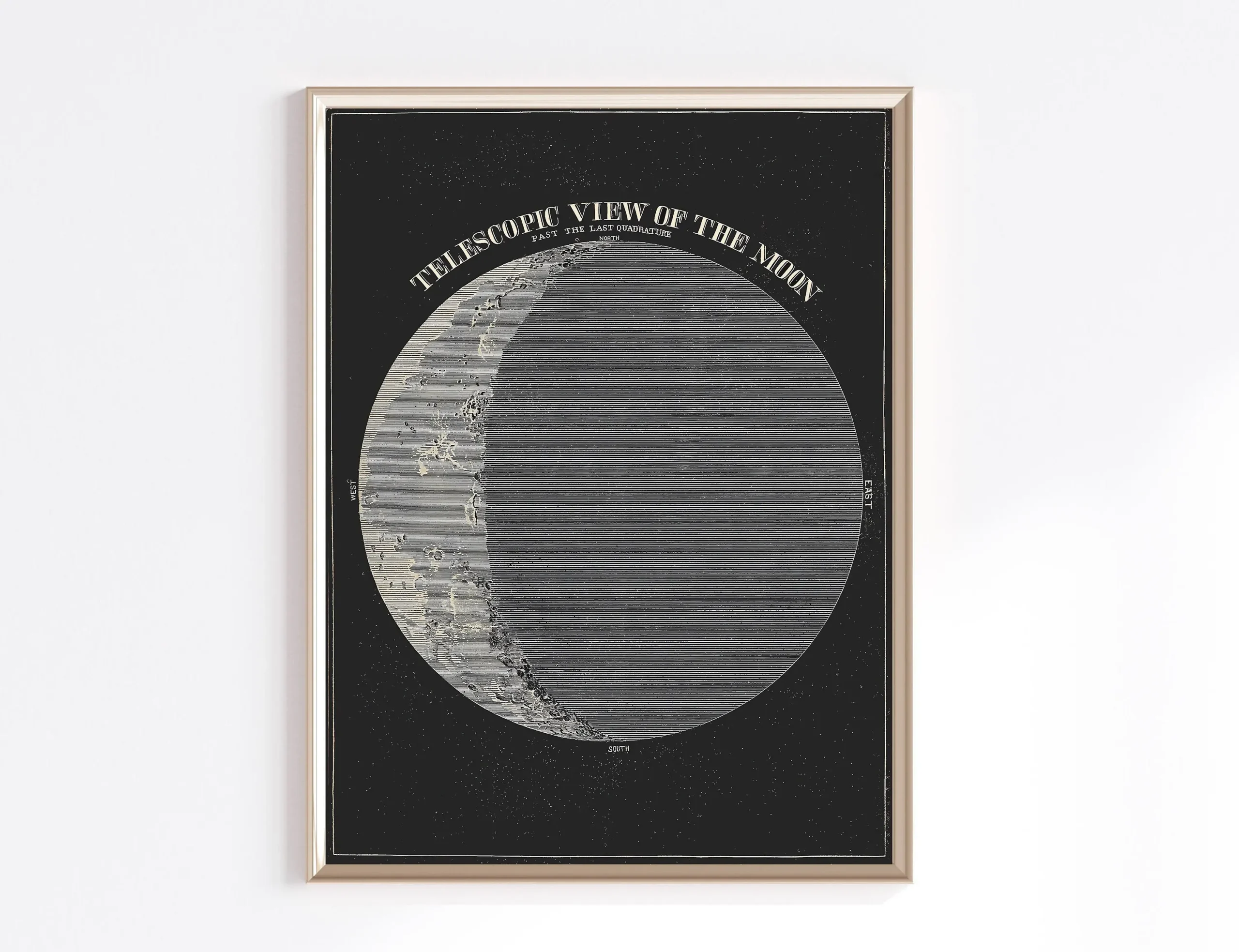 Mapa Księżyca - plakat astronomiczny Czarny