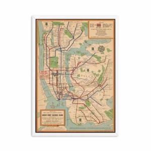 Mapa metra Nowy Jork - plakat vintage Wzór 1