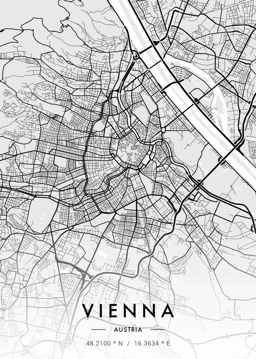 Plakat z mapą miasta - Paryż, Nowy Jork Wzór 5