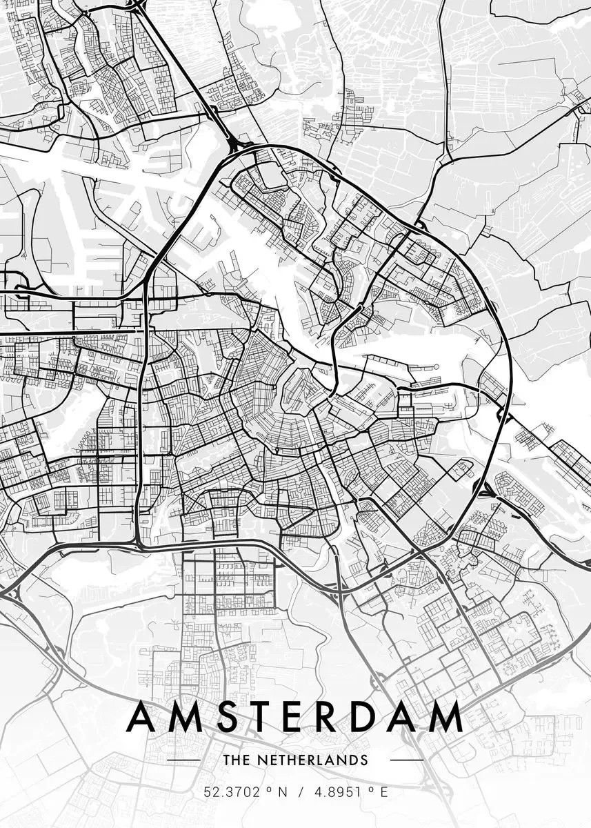Plakat z mapą miasta - Paryż, Nowy Jork Wzór 6