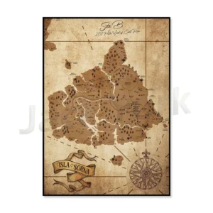 Mapa Parku Jurajskiego - plakat vintage Biały