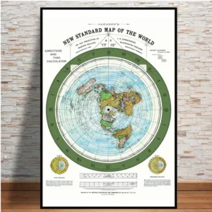 Plakat Płaska Ziemia - mapa Gleasona Wzór 1