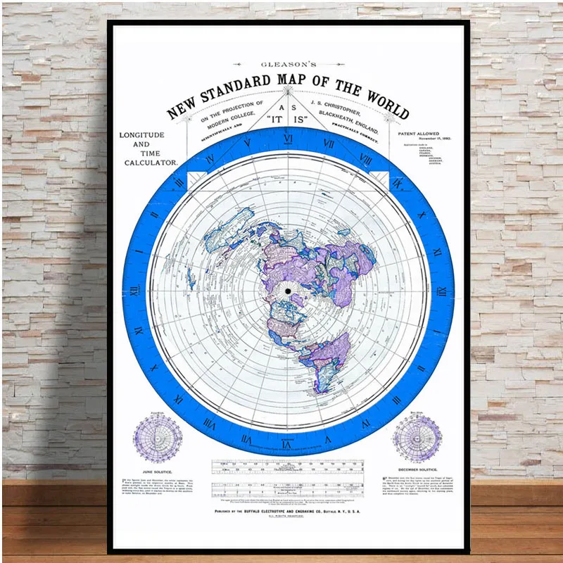 Plakat Płaska Ziemia - mapa Gleasona Wzór 2