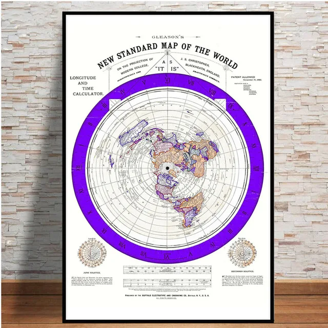 Plakat Płaska Ziemia - mapa Gleasona Wzór 4