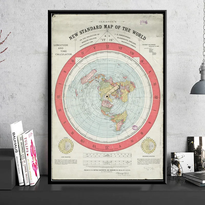 Plakat Płaska Ziemia - mapa Gleasona Wzór 5
