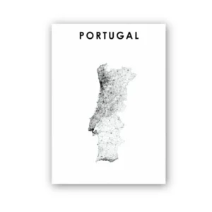Plakat mapa Portugalii - czarno-biały Wzór 1