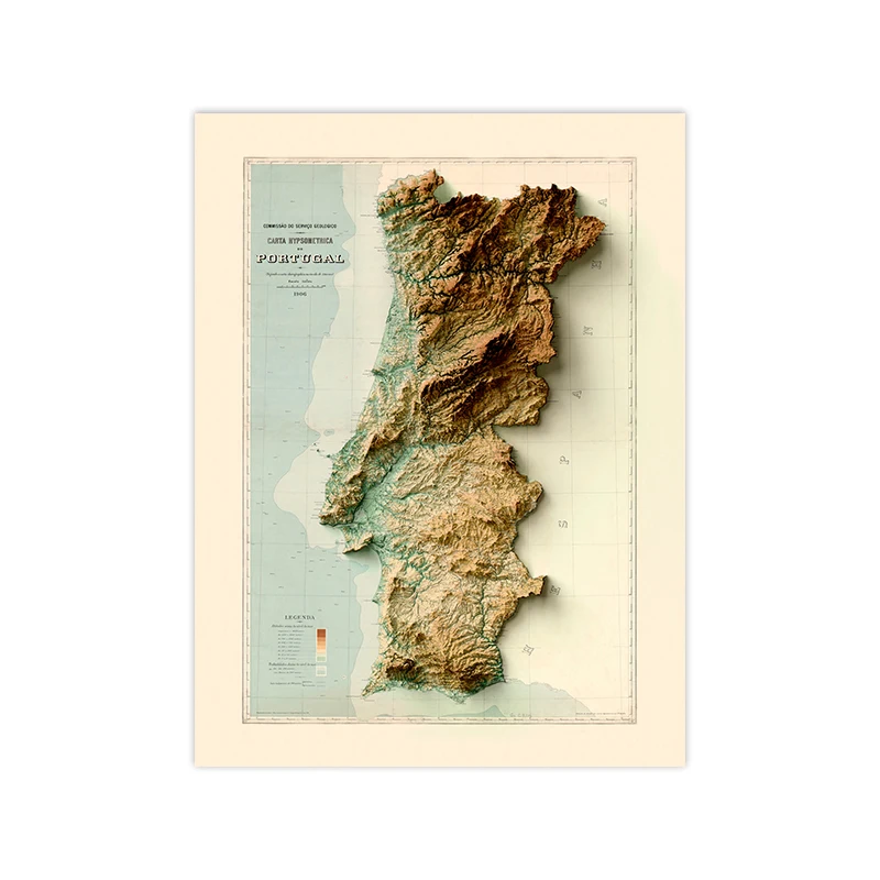 Plakat mapa Portugalii - czarno-biały Wzór 2