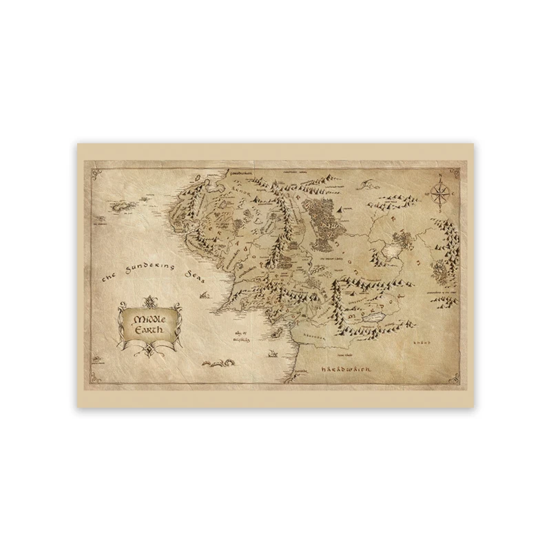 Plakat mapa Shire - Śródziemie w stylu retro Wzór 3