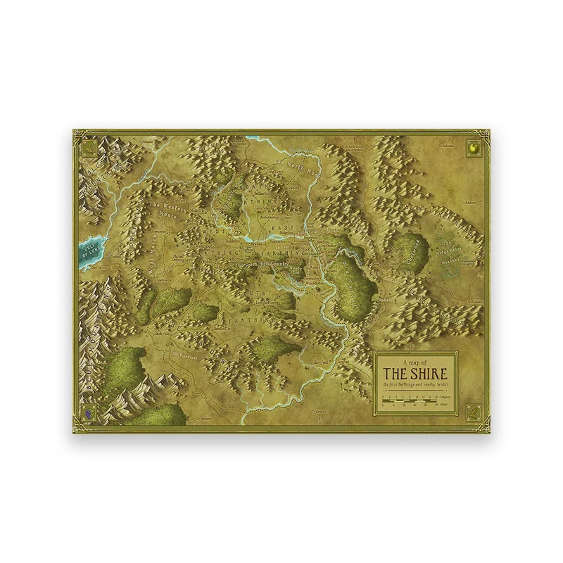 Plakat mapa Shire - Śródziemie w stylu retro Wzór 4