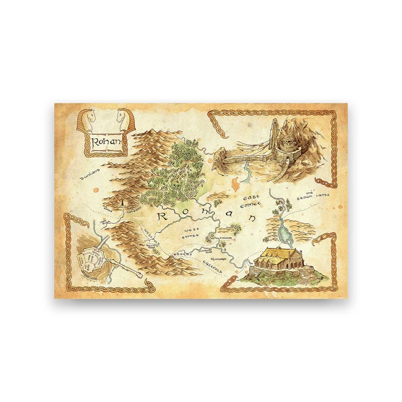 Plakat mapa Shire - Śródziemie w stylu retro Wzór 5