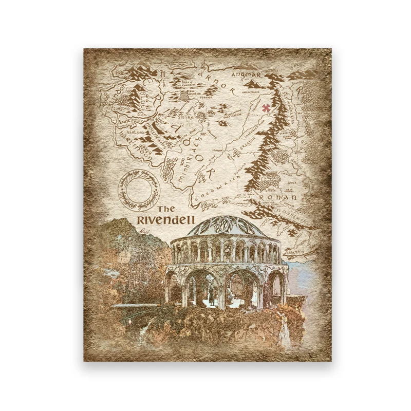 Plakat mapa Shire - Śródziemie w stylu retro Wzór 6