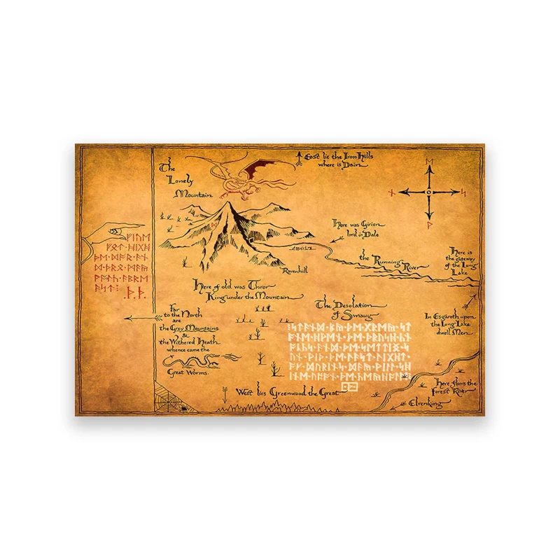 Plakat mapa Shire - Śródziemie w stylu retro Wzór 7