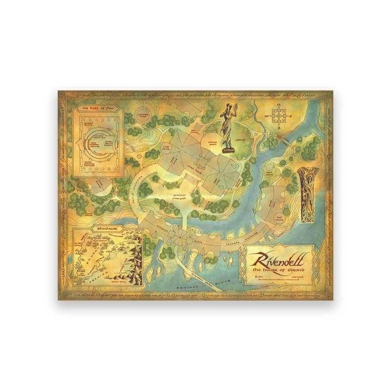 Plakat mapa Shire - Śródziemie w stylu retro Wzór 8
