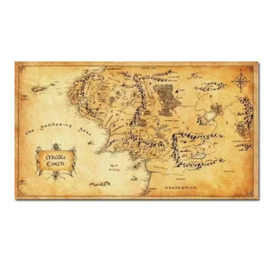 Plakat mapa Śródziemia w stylu vintage Biały