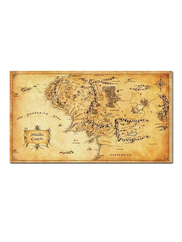 Plakat mapa Śródziemia w stylu vintage Biały
