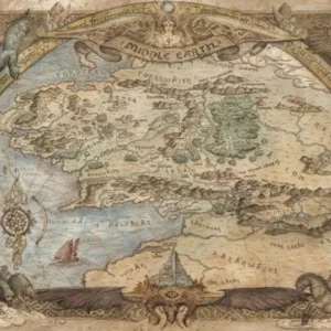 Plakat Mapa Śródziemia Władca Pierścieni Biały